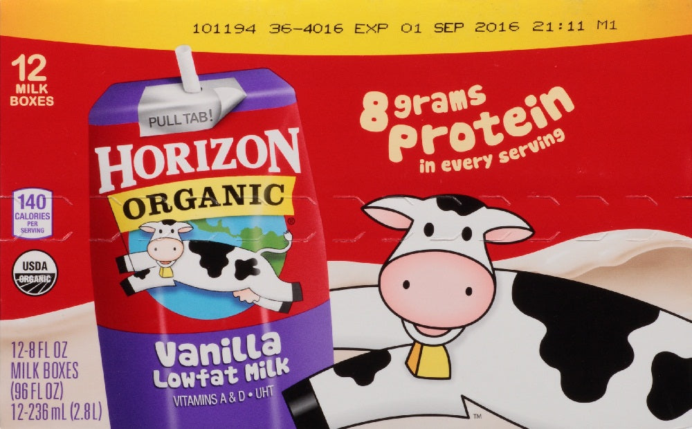 HORIZON: Organic Vanilla Lowfat Milk Pack of 12, 96 oz