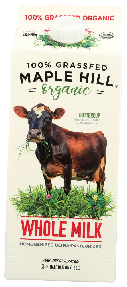 MAPLE HILL CREAMERY: 100% Grassfed Organic Maple Hill Whole Milk, 64 oz