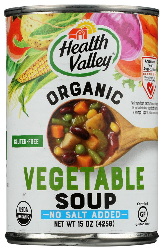 HEALTH VALLEY: Organic Vegetable Soup No Salt Added, 15 oz