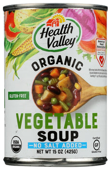 HEALTH VALLEY: Organic Vegetable Soup No Salt Added, 15 oz