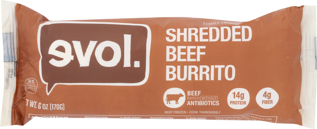 EVOL: Shredded Beef Burrito, 6 oz