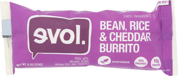 EVOL: Bean, Rice and Cheddar Burrito, 6 oz