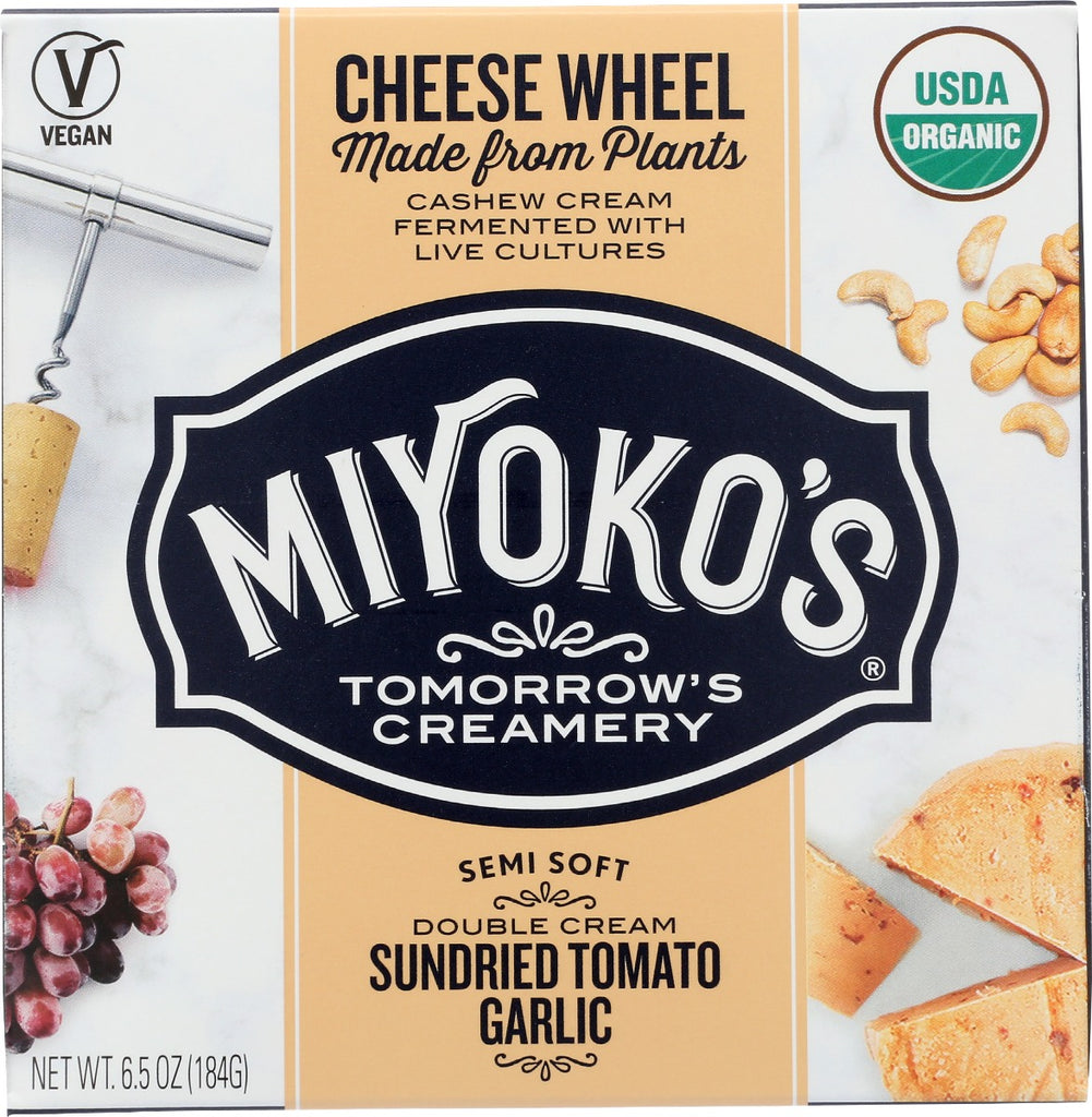 MIYOKOS CREAMERY: Double Cream Sundried Tomato Garlic Cheese Wheel, 6.50 oz