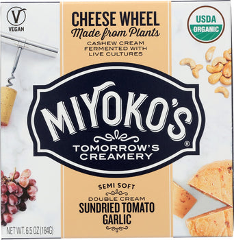 MIYOKOS CREAMERY: Double Cream Sundried Tomato Garlic Cheese Wheel, 6.50 oz