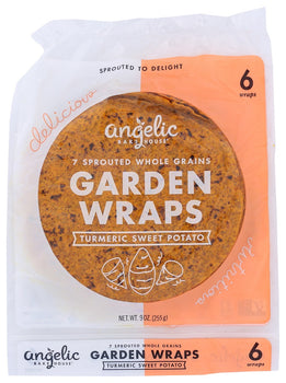 ANGELIC BAKEHOUSE: 7 Sprouted Whole Grains Garden Wraps Turmeric Sweet Potato, 9 oz