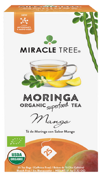 MIRACLE TREE: Organic Moringa Superfood Mango Tea, 25 bg