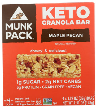 MUNK PACK: Maple Pecan Keto Granola Bar 4 Pack, 4.51 oz