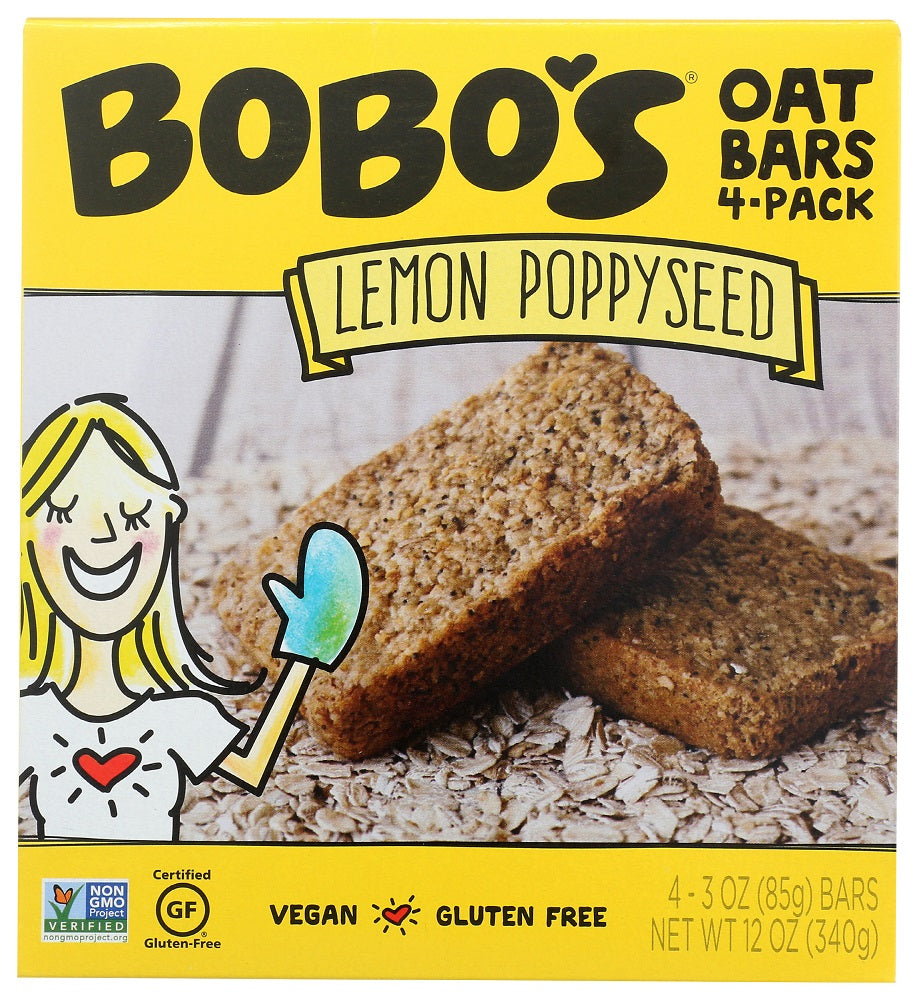 BOBO'S: Lemon Poppyseed 4 Pack Oat Bars, 12 oz