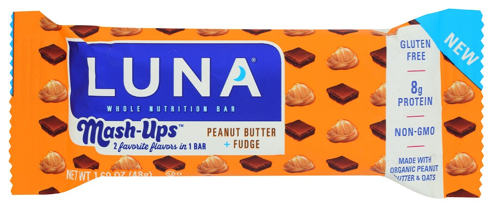 LUNA: Peanut Butter + Fudge Mash-Ups Bar, 1.69 oz