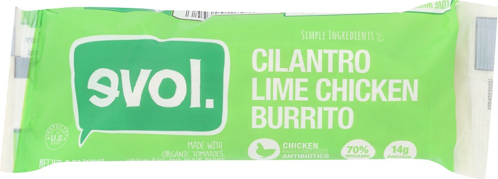 EVOL: Cilantro Lime Chicken Burrito, 6 oz