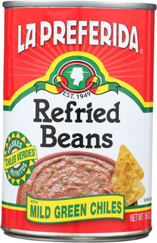 LA PREFERIDA: Refried Beans With Mild Green Chiles, 16 oz