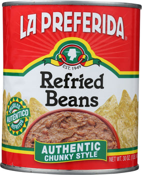 LA PREFERIDA: Authentic Chunky Style Refried Beans, 30 oz