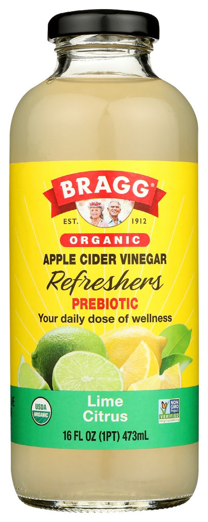 BRAGG: Organic Apple Cider Vinegar Refreshers Prebiotic Lime Citrus, 16 fo