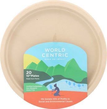 WORLD CENTRIC: Compostable Plate 10 Inches, 20 pc