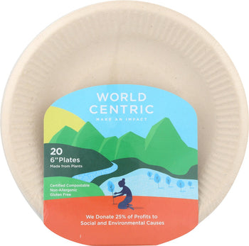 WORLD CENTRIC: Ripple Edge Fiber Plates 6 Inches, 20 pc