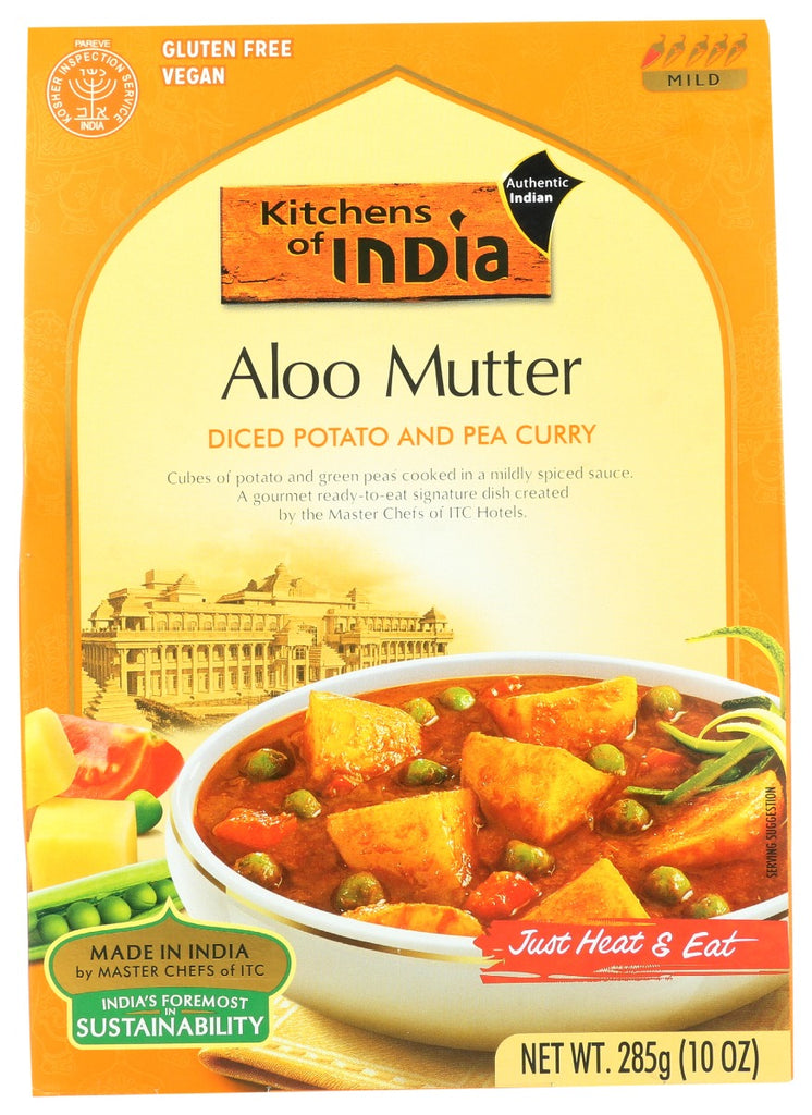 KITCHENS OF INDIA: Aloo Mutter Diced Potato And Pea Curry, 10 oz