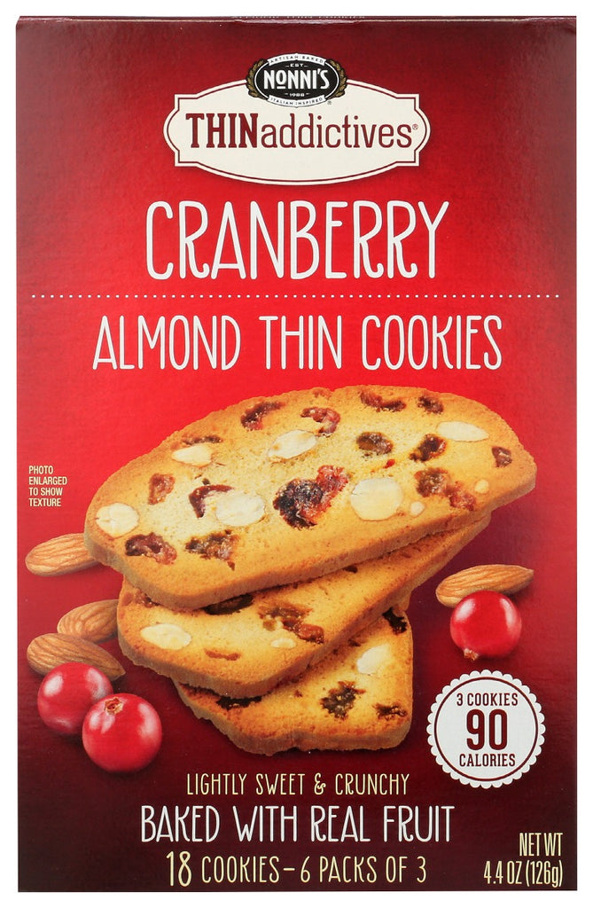 NONNIS: Thins Cranberry Almond, 4.44 oz