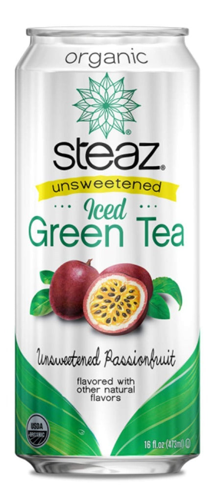 STEAZ: Organic Unsweetened Iced Green Tea With Unsweetened Passionfruit, 16 fo