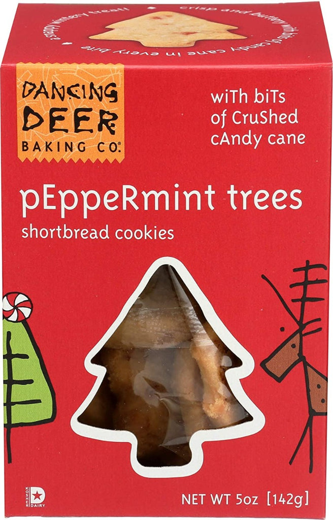 DANCING DEER: Peppermint Trees Shortbread Cookies, 5 oz