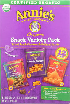 ANNIES HOMEGROWN: Organic Snack Variety Pack 12Ct, 11 oz