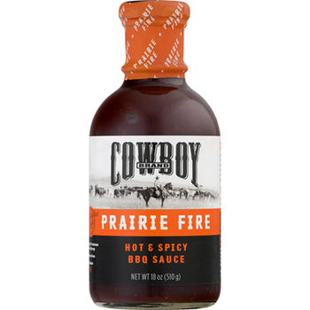 COWBOY CHARCOAL: Prairie Fire Hot & Spicy BBQ Sauce, 18 oz