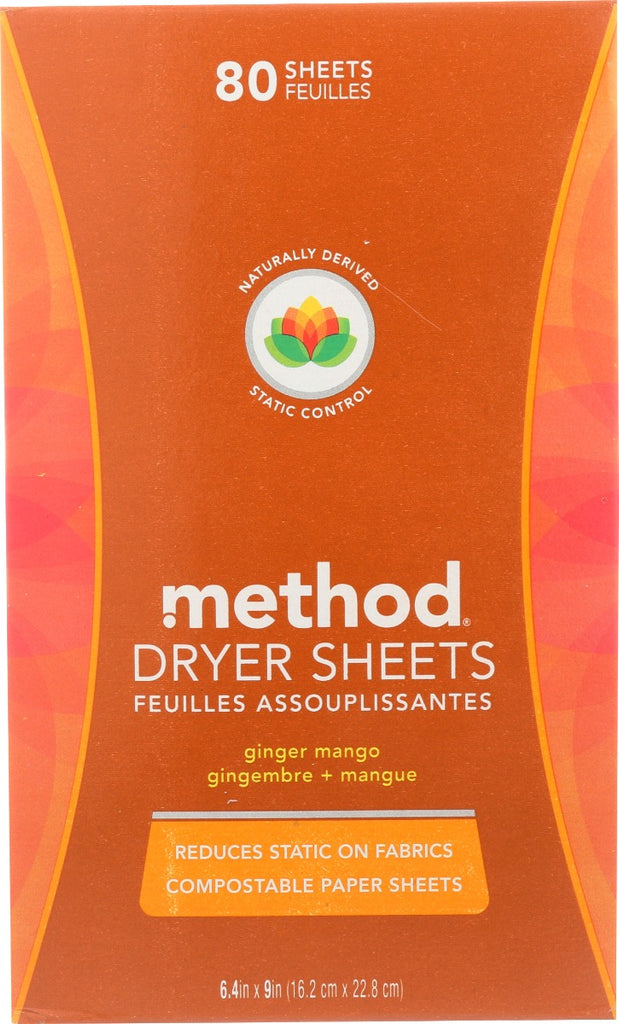 METHOD HOME CARE: Dryer Sheet Gngr Mngo, 80 pc