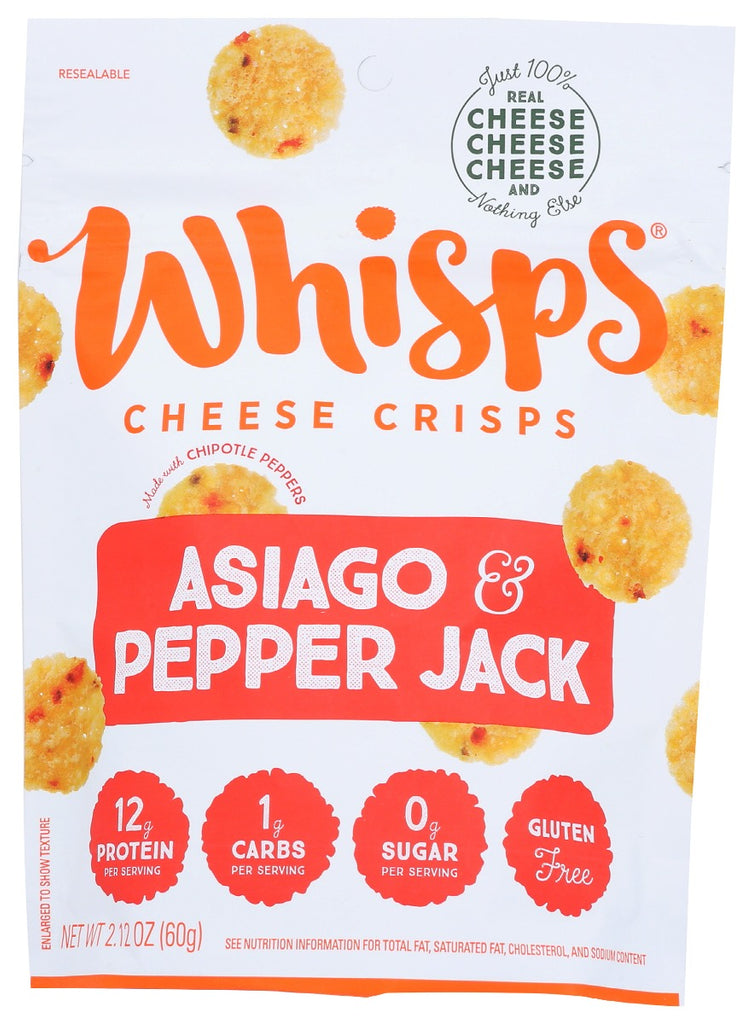 WHISPS: Cheese Crisps Asiago And Pepper Jack, 2.12 oz