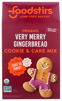 FOODSTIRS: Organic Very Merry Gingerbread Cookie & Cake Mix, 23.1 oz