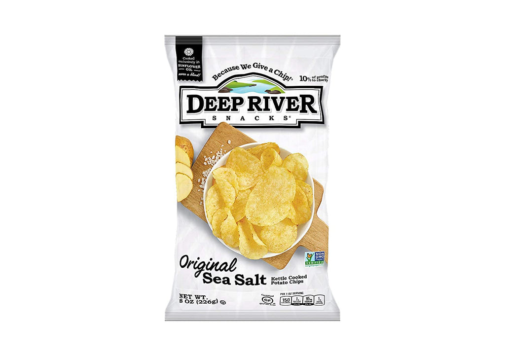 DEEP RIVER: Original Sea Salt Kettle Cooked Potato Chips, 8 oz