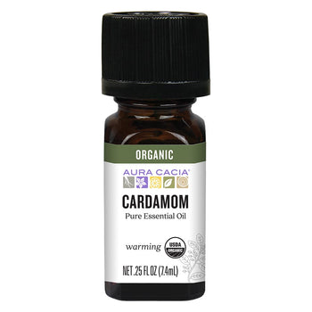 AURA CACIA: Organic Cardamom Pure Essential Oil, 0.25 oz