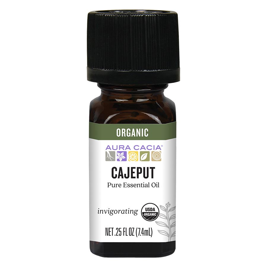 AURA CACIA: Organic Cajeput Pure Essential Oil, 0.25 oz