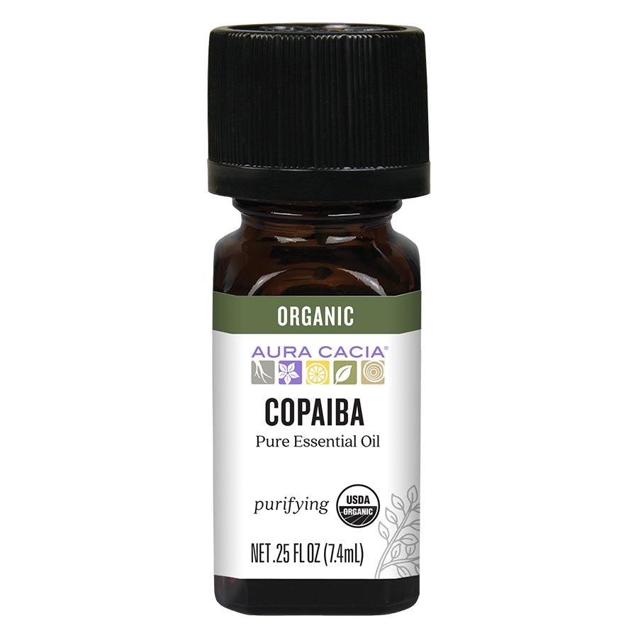 AURA CACIA: Organic Copaiba Pure Essential Oil, 0.25 oz