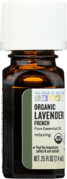 AURA CACIA: Organic French Lavender Pure Essential Oil, 0.25 oz