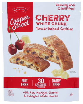 COOPER STREET: Cherry White Chunk Twice Baked Cookies, 5 oz