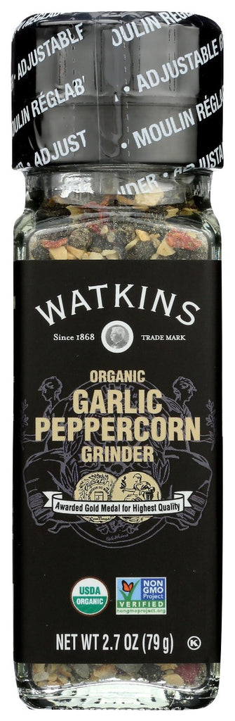 WATKINS: Organic Garlic Peppercorn Grinder, 2.7 oz