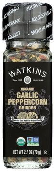 WATKINS: Organic Garlic Peppercorn Grinder, 2.7 oz