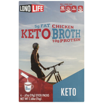 LONOLIFE: Keto Chicken Broth 4 Stick Packs, 2.68 oz