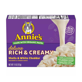 ANNIES HOMEGROWN: Deluxe Rich & Creamy Shells & White Cheddar Mac & Cheese, 11 oz