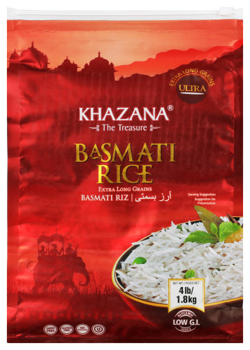 KHAZANA: Rice Basmati Ex Long, 4 lb