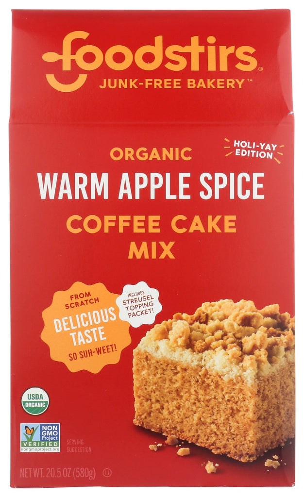 FOODSTIRS: Organic Warm Apple Spice Coffee Cake Mix, 20.5 oz