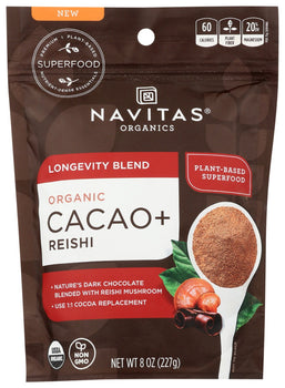 NAVITAS: Longevity Blend Organic Cacao + Reishi Powder, 8 oz