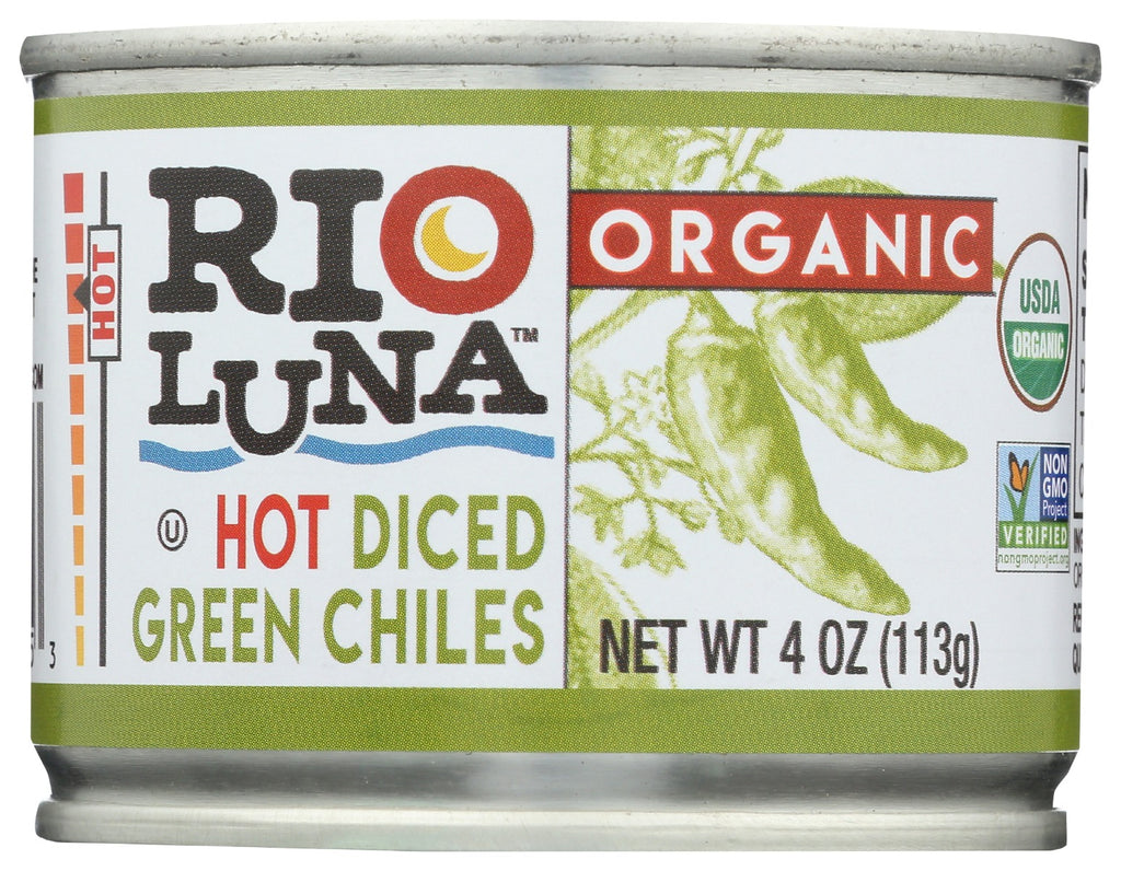 RIO LUNA: Organic Hot Diced Green Chiles, 4 oz