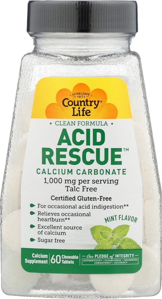 COUNTRY LIFE: Acid Rescue Calcium Carbonate, 60 tb