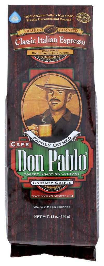 DON PABLO: Whole Bean Classic Italian Espresso Coffee, 12 oz