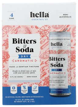 HELLA COCKTAIL: Bitters & Soda Dry Aromatic 4Pk, 48 fo