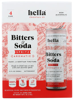 HELLA COCKTAIL: Bitters & Soda Spritz Aromatic 4Pk, 48 fo