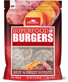 BARK AND HARVEST: Beef & Sweet Potato Superfood Burgers, 6 oz