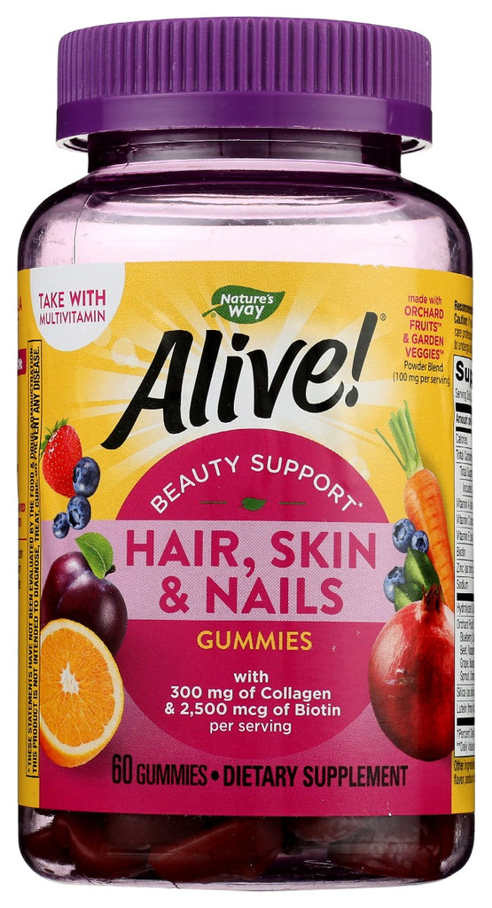 NATURES WAY: Alive Hair Skin Nail Gumm, 60 ea