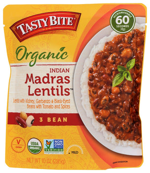 TASTY BITE: Organic Indian Madras Lentils 3 Bean Entree, 10 oz