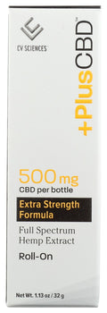 CV SCIENCES: Plus CBD Roll On 500Mg Extra Strength Formula, 1.13 oz